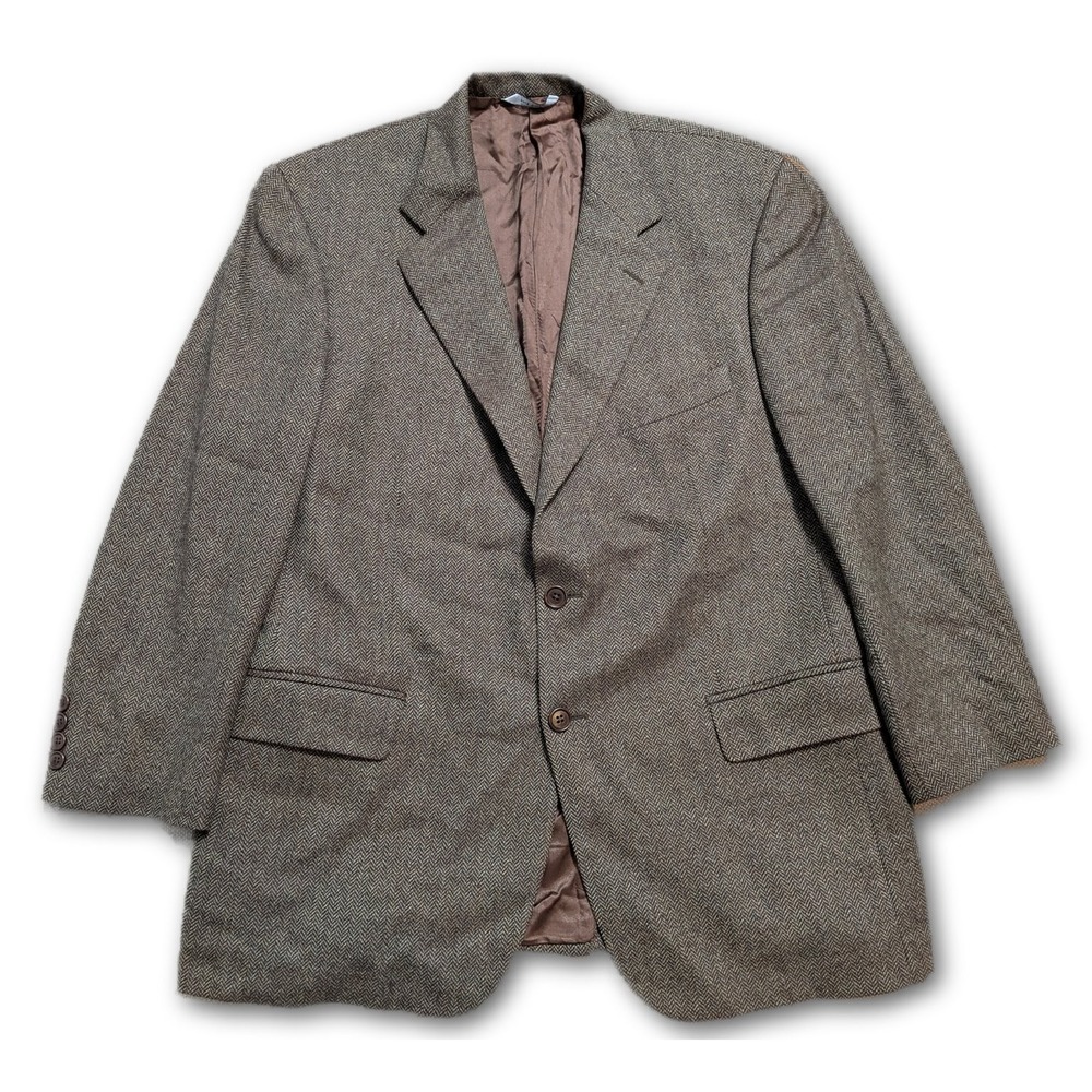 Brooks Brothers Mens 42S Blazer Brown Made In Italy 100% Wool Herringbone L42